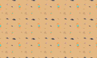 Farklı aksesuarlara sahip renkli arkaplan