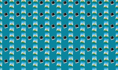 Farklı aksesuarlara sahip renkli arkaplan