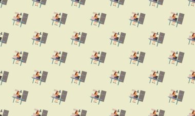 Farklı aksesuarlara sahip renkli arkaplan