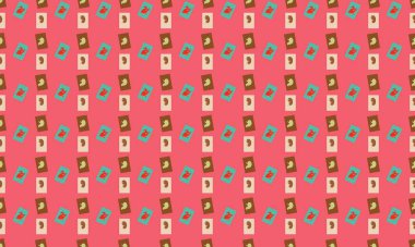 Farklı aksesuarlara sahip renkli arkaplan