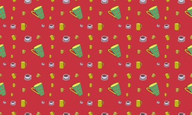 Farklı aksesuarlara sahip renkli arkaplan