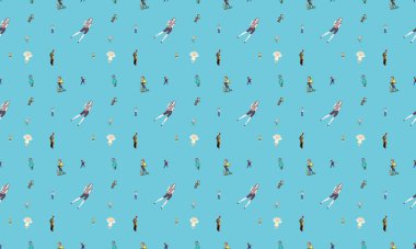 Farklı aksesuarlara sahip renkli arkaplan