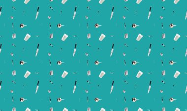 Farklı aksesuarlara sahip renkli arkaplan