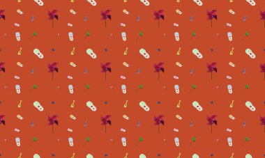 Farklı aksesuarlara sahip renkli arkaplan