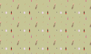 Farklı aksesuarlara sahip renkli arkaplan