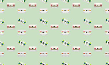 Farklı aksesuarlara sahip renkli arkaplan