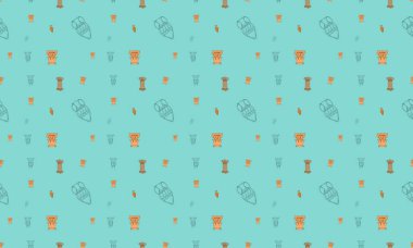 Farklı aksesuarlara sahip renkli arkaplan