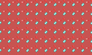 Farklı aksesuarlara sahip renkli arkaplan