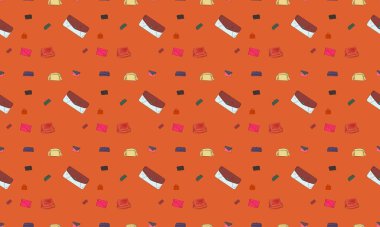 Farklı aksesuarlara sahip renkli arkaplan