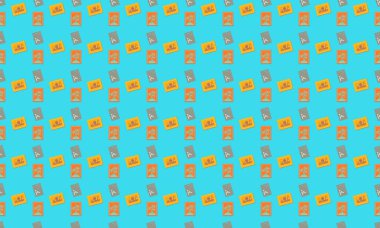 Farklı aksesuarlara sahip renkli arkaplan