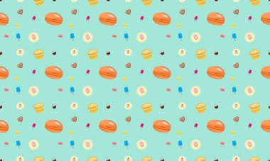 Farklı aksesuarlara sahip renkli arkaplan