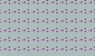 Farklı aksesuarlara sahip renkli arkaplan