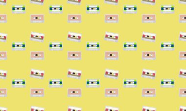 Farklı aksesuarlara sahip renkli arkaplan