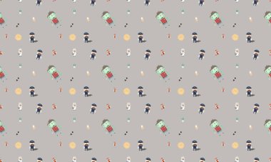 Farklı aksesuarlara sahip renkli arkaplan