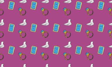 Farklı aksesuarlara sahip renkli arkaplan