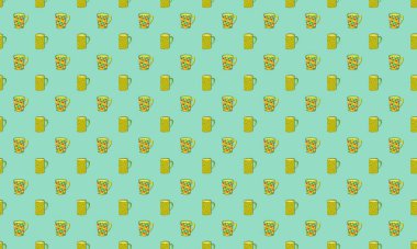 Farklı aksesuarlara sahip renkli arkaplan