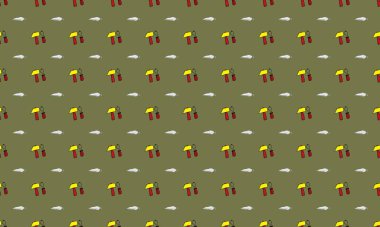 Farklı aksesuarlara sahip renkli arkaplan