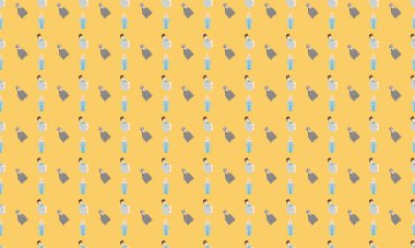 Farklı aksesuarlara sahip renkli arkaplan