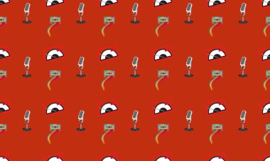 Farklı aksesuarlara sahip renkli arkaplan