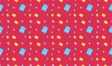 Farklı aksesuarlara sahip renkli arkaplan