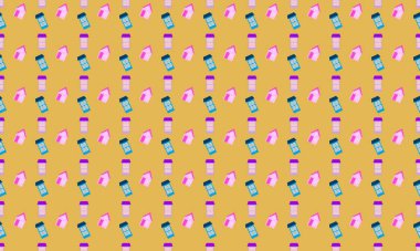 Farklı aksesuarlara sahip renkli arkaplan