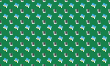 Farklı aksesuarlara sahip renkli arkaplan