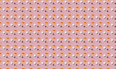 Farklı aksesuarlara sahip renkli arkaplan