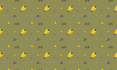 Farklı aksesuarlara sahip renkli arkaplan