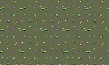 Farklı aksesuarlara sahip renkli arkaplan