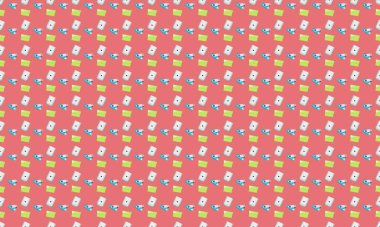 Farklı aksesuarlara sahip renkli arkaplan