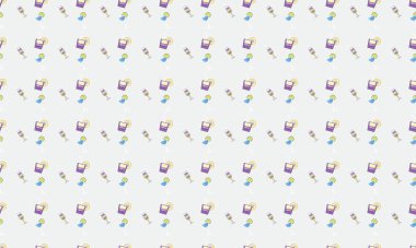 Farklı aksesuarlara sahip renkli arkaplan