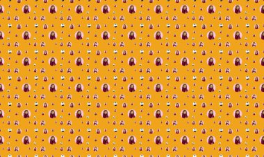 Farklı aksesuarlara sahip renkli arkaplan