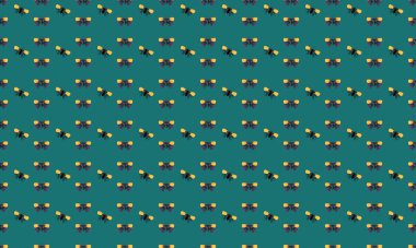 Farklı aksesuarlara sahip renkli arkaplan