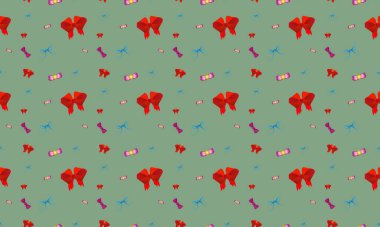 Farklı aksesuarlara sahip renkli arkaplan