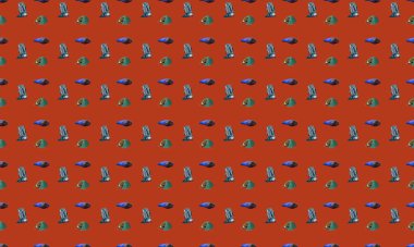 Farklı aksesuarlara sahip renkli arkaplan