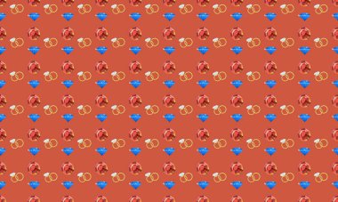 Farklı aksesuarlara sahip renkli arkaplan