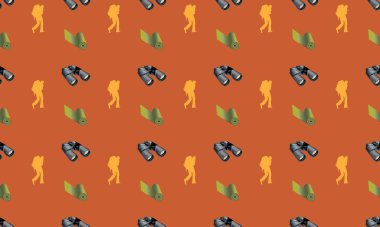 Farklı aksesuarlara sahip renkli arkaplan