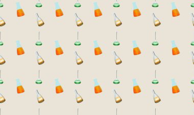 Farklı aksesuarlara sahip renkli arkaplan