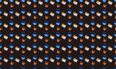 Farklı aksesuarlara sahip renkli arkaplan