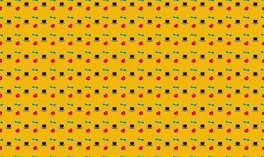 Farklı aksesuarlara sahip renkli arkaplan