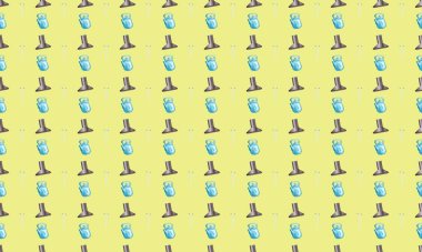 Farklı aksesuarlara sahip renkli arkaplan