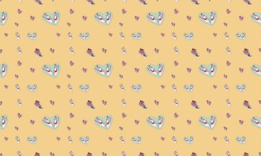 Farklı aksesuarlara sahip renkli arkaplan