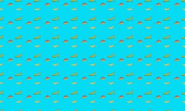 Farklı aksesuarlara sahip renkli arkaplan