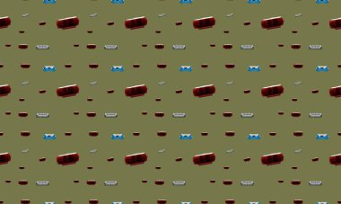 Farklı aksesuarlara sahip renkli arkaplan