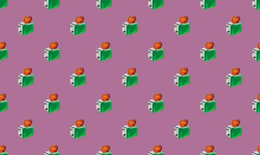 Farklı aksesuarlara sahip renkli arkaplan