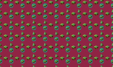 Farklı aksesuarlara sahip renkli arkaplan