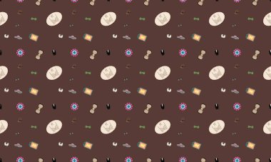 Farklı aksesuarlara sahip renkli arkaplan