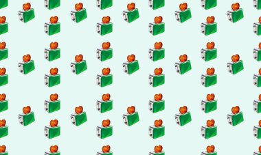 Farklı aksesuarlara sahip renkli arkaplan