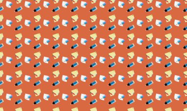 Farklı aksesuarlara sahip renkli arkaplan