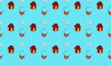 Farklı aksesuarlara sahip renkli arkaplan